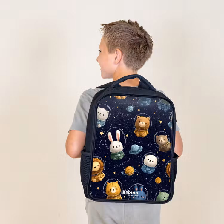 Dieren - Astronaut - Planeten - Sterren Rugzak - Zwart middel -sfeer2