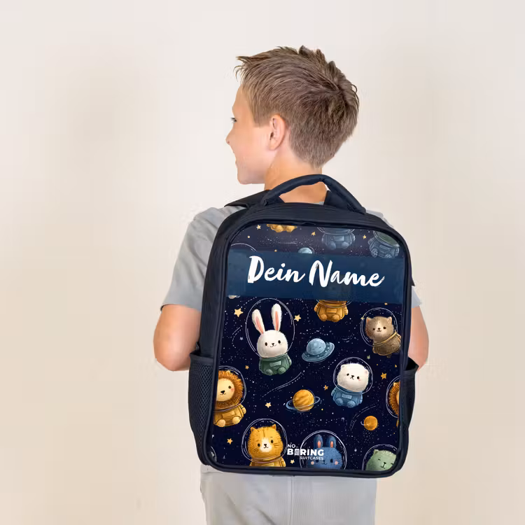 Dieren - Astronaut - Planeten - Sterren Rugzak - Zwart middel -sfeer2