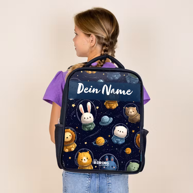 Dieren - Astronaut - Planeten - Sterren Rugzak - Zwart middel -sfeer5