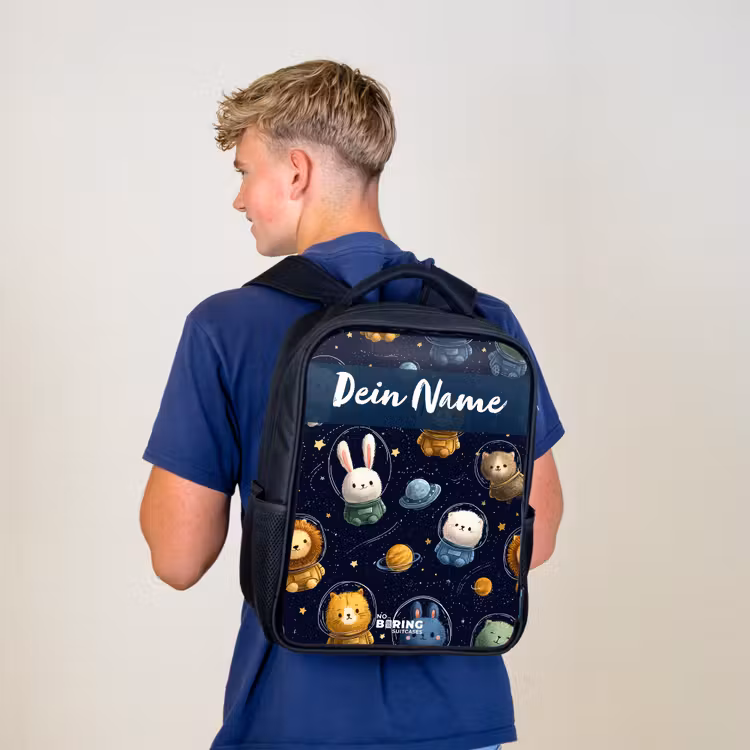 Dieren - Astronaut - Planeten - Sterren Rugzak - Zwart middel -sfeer8