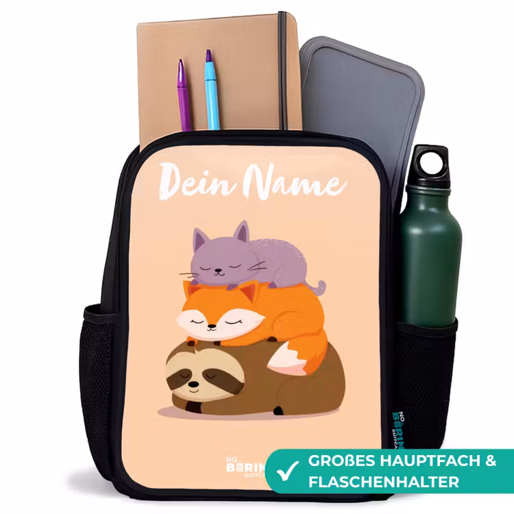 Dieren - Slapen - Samen Rugzak - Zwart middel -inhoud_DE