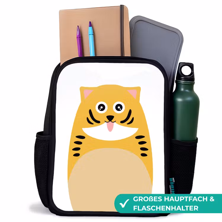 Dierenportret - kat - kinderen Rugzak - Zwart middel -inhoud_DE