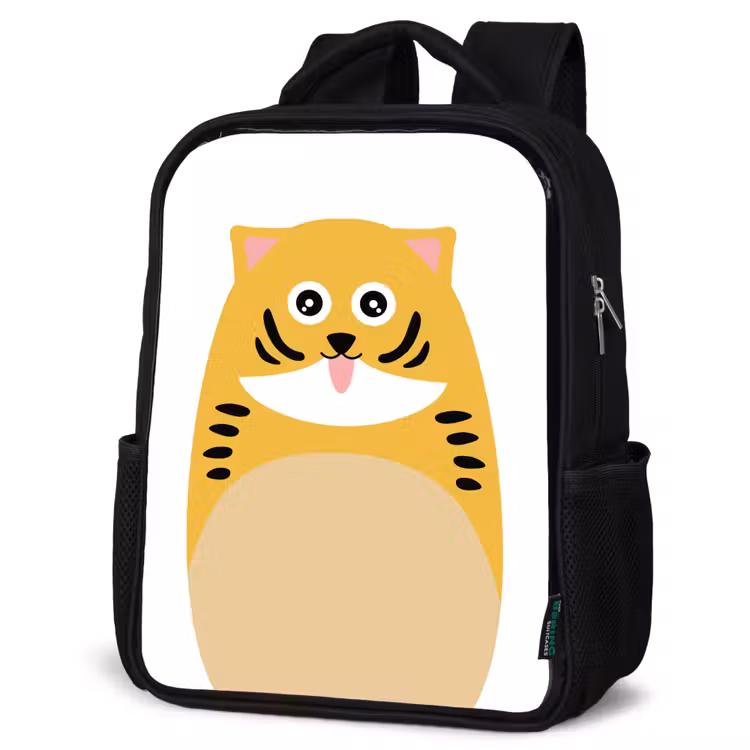 Dierenportret - kat - kinderen Rugzak - Zwart middel -schuin