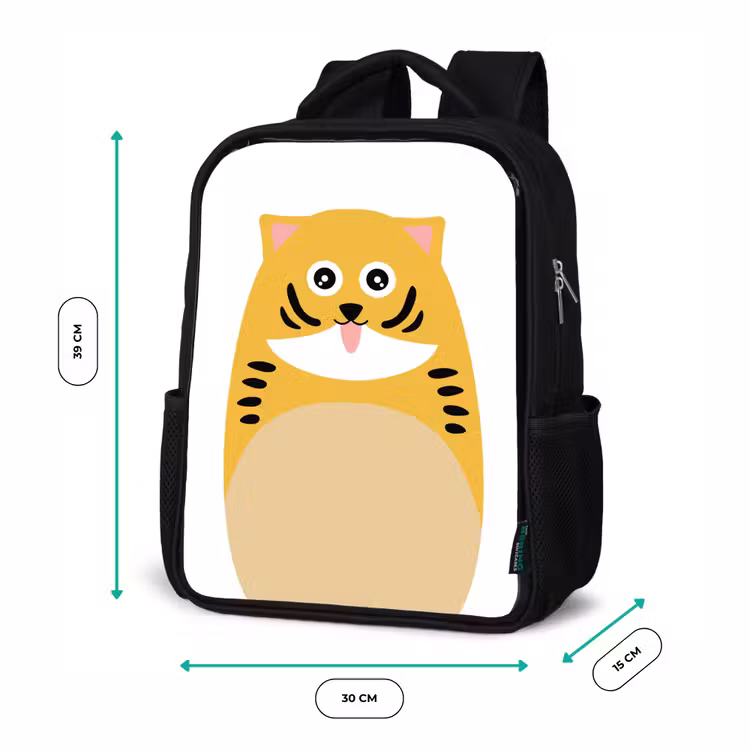Dierenportret - kat - kinderen Rugzak - Zwart middel -productfoto_formaten