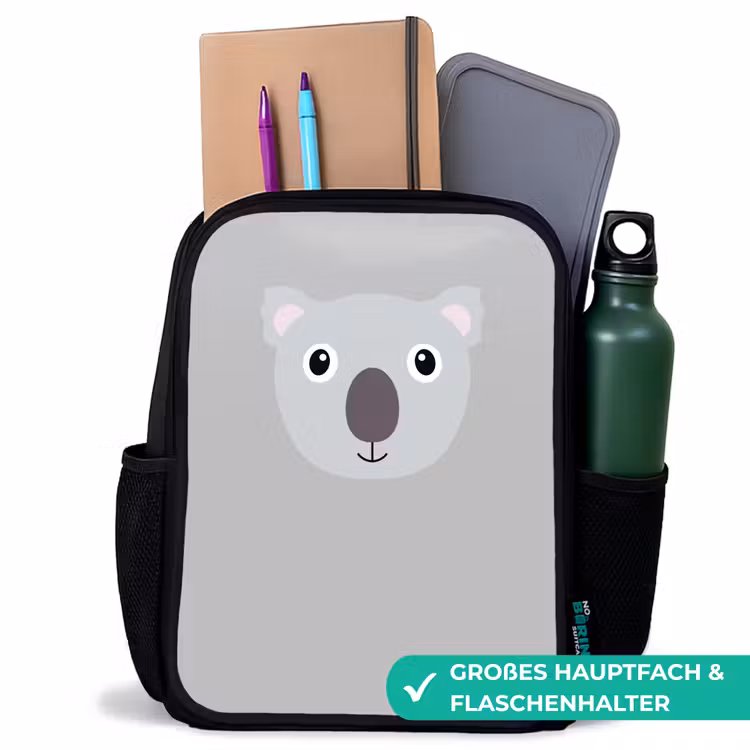 Dierenportret - Koala - grijs Rugzak - Zwart middel -inhoud_DE