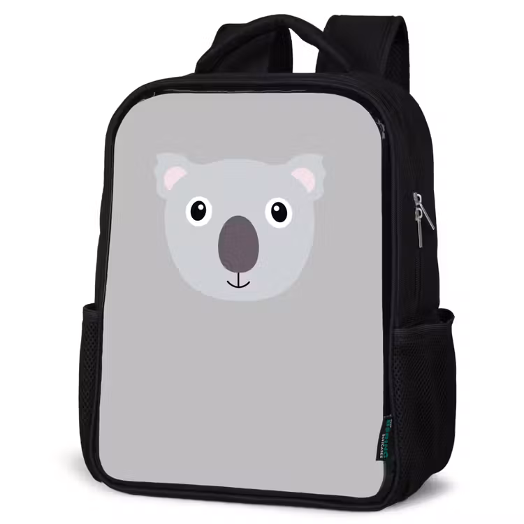 Dierenportret - Koala - grijs Rugzak - Zwart middel -schuin