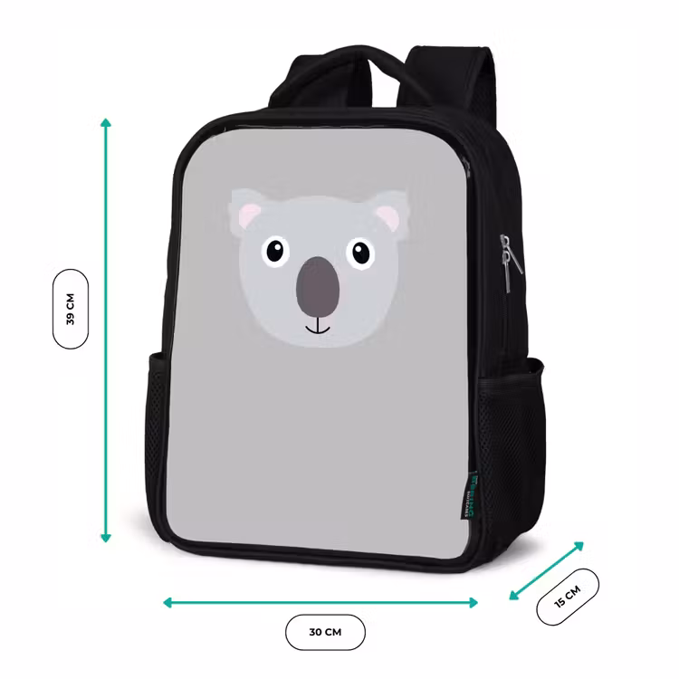 Dierenportret - Koala - grijs Rugzak - Zwart middel -productfoto_formaten
