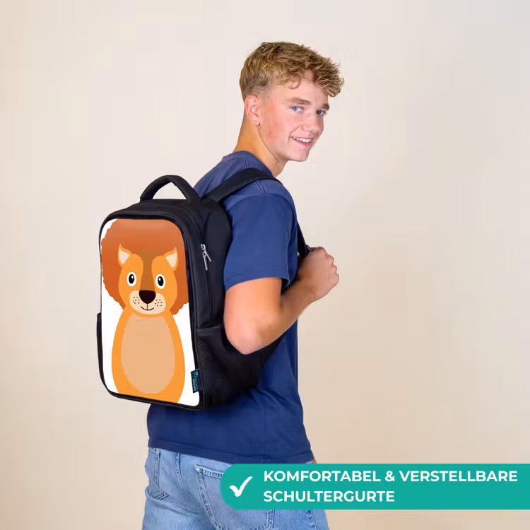 Dierenportret - Leeuw - kinderen Rugzak - Zwart middel -sfeer9_DE