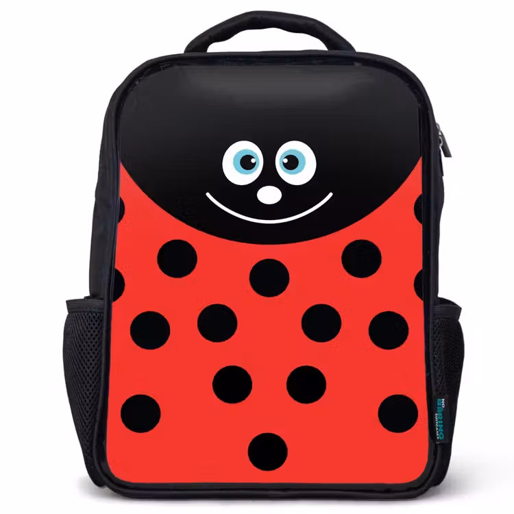 Dierenportret - Lieveheersbeestje - rood Rugzak - Zwart middel -3d