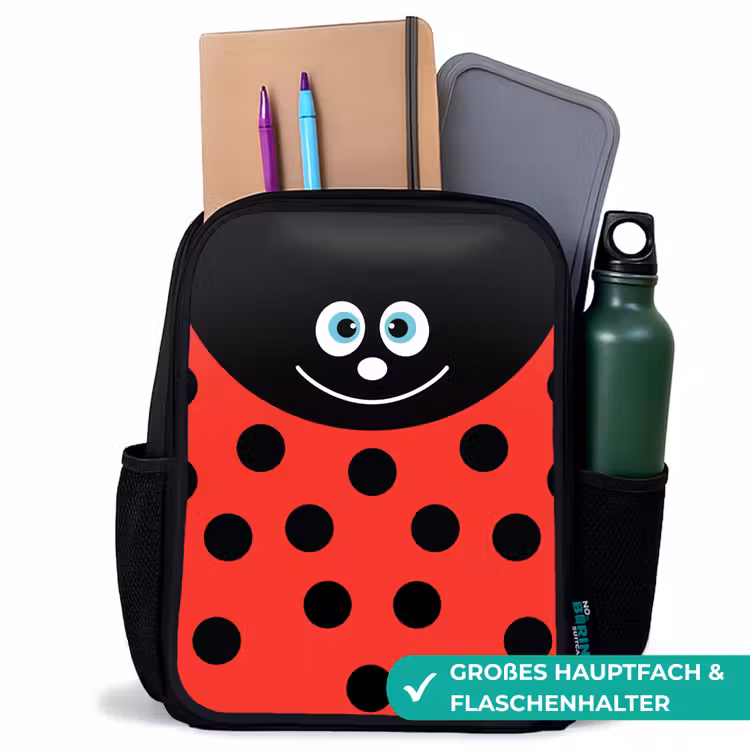 Dierenportret - Lieveheersbeestje - rood Rugzak - Zwart middel -inhoud_DE