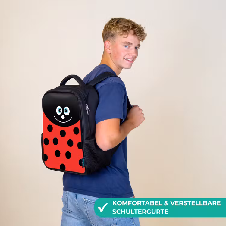 Dierenportret - Lieveheersbeestje - rood Rugzak - Zwart middel -sfeer9_DE