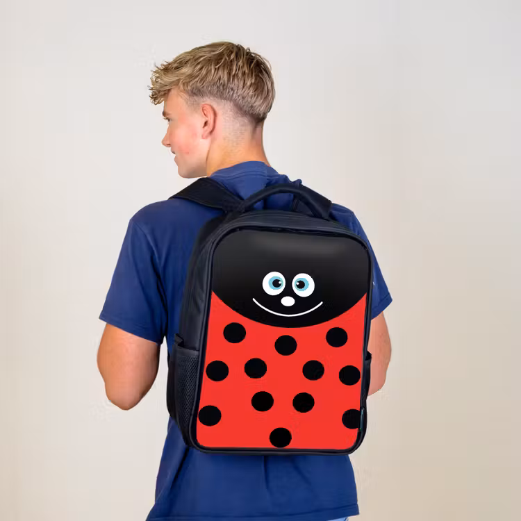 Dierenportret - Lieveheersbeestje - rood Rugzak - Zwart middel -sfeer8