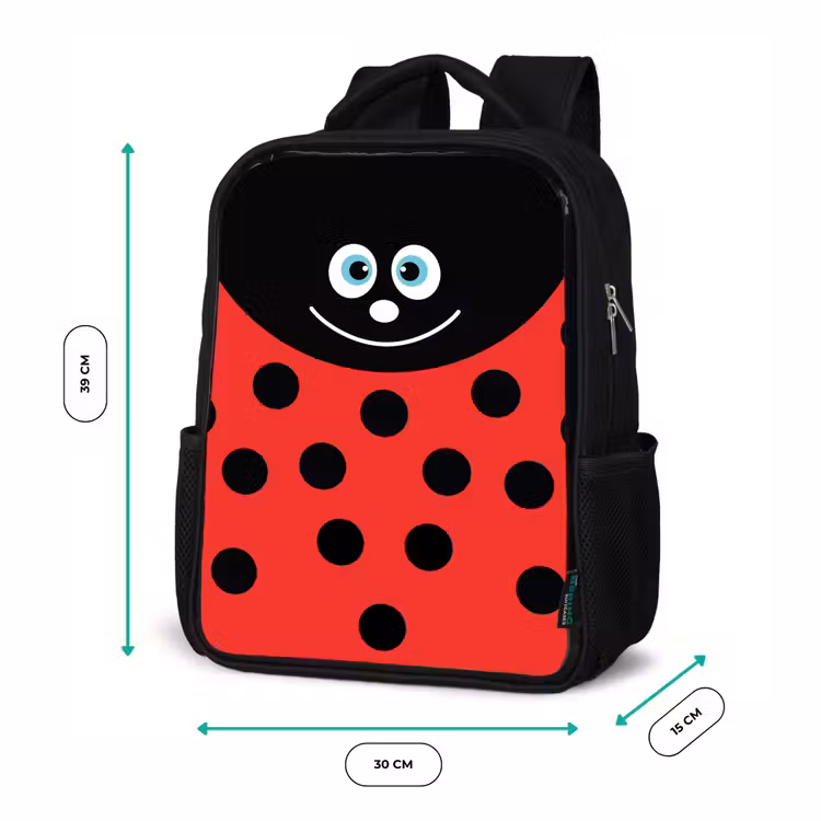 Dierenportret - Lieveheersbeestje - rood Rugzak - Zwart middel -productfoto_formaten