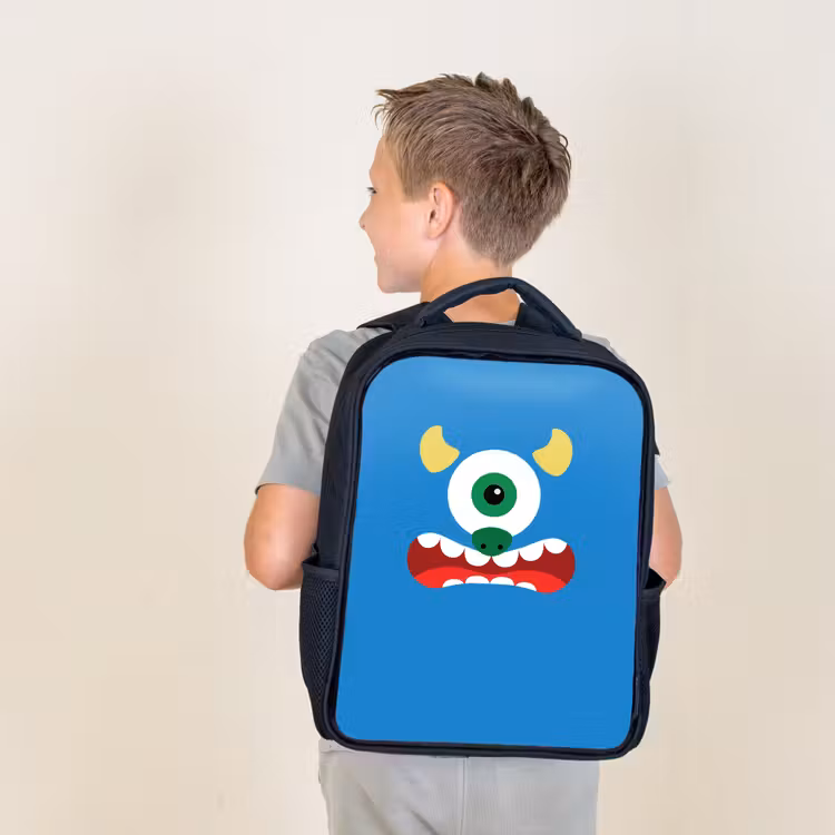 Dierenportret - Monster - blauw Rugzak - Zwart middel -sfeer2