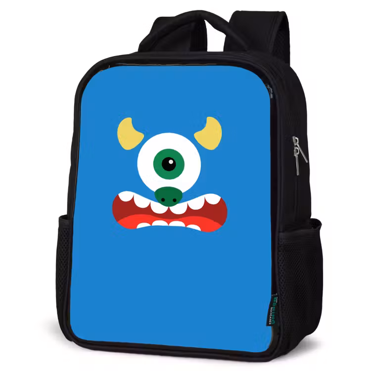Dierenportret - Monster - blauw Rugzak - Zwart middel -schuin