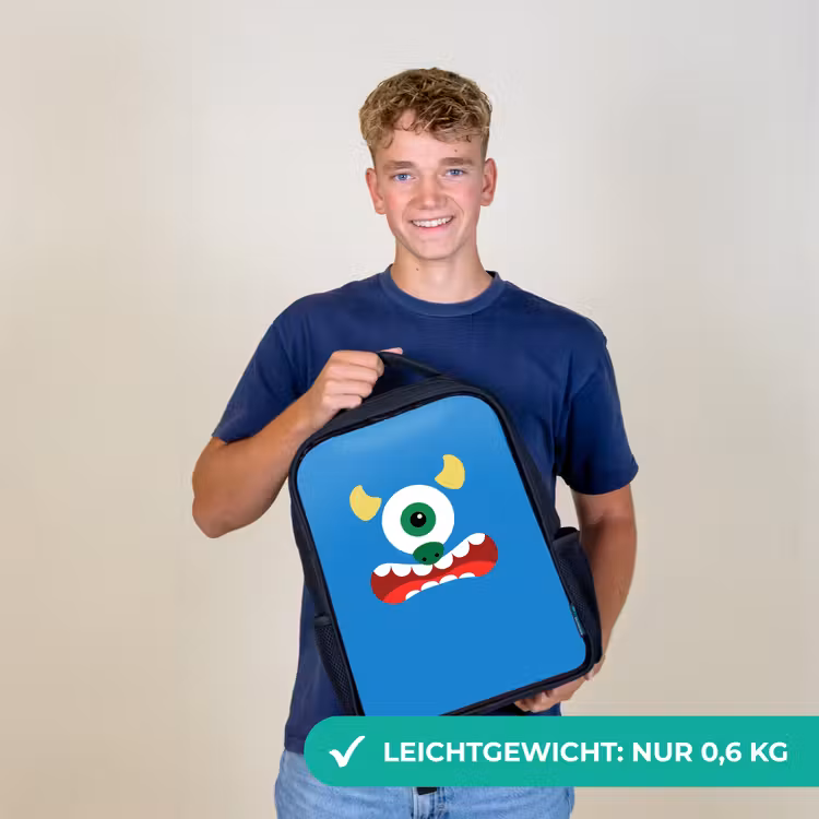 Dierenportret - Monster - blauw Rugzak - Zwart middel -sfeer7_DE