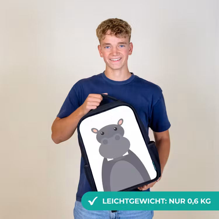 Dierenportret - Nijlpaard - grijs Rugzak - Zwart middel -sfeer7_DE