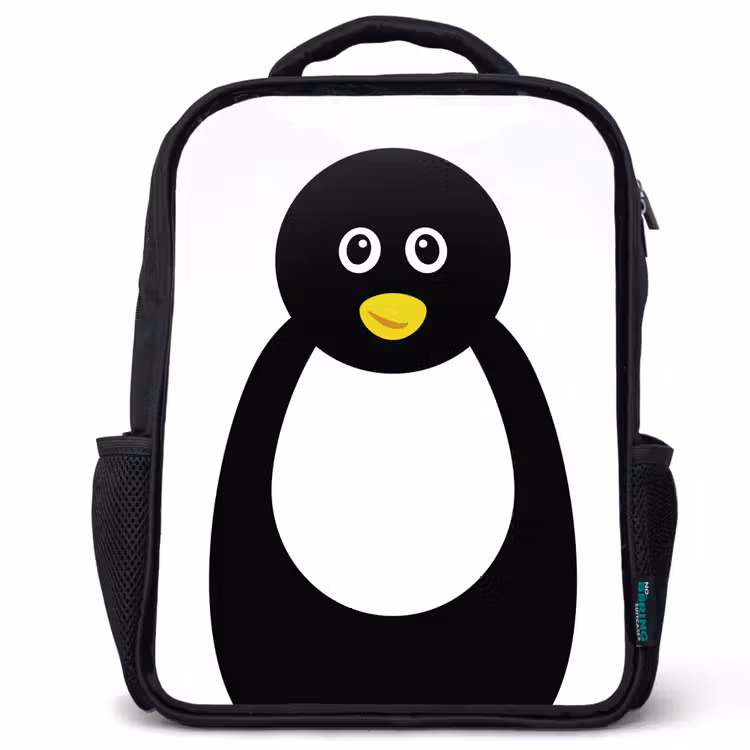 Dierenportret - Pinguïn - kinderen Rugzak - Zwart middel -3d