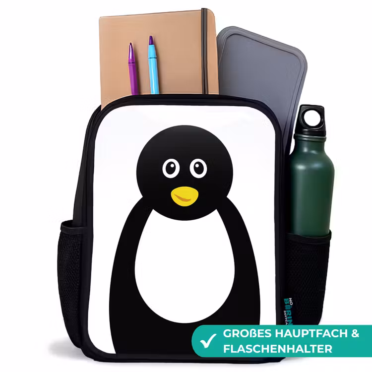 Dierenportret - Pinguïn - kinderen Rugzak - Zwart middel -inhoud_DE