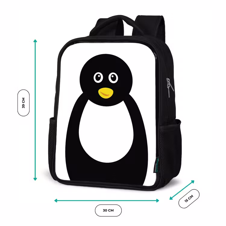 Dierenportret - Pinguïn - kinderen Rugzak - Zwart middel -productfoto_formaten