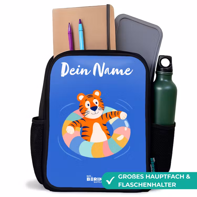 Tijger - Zwemband - Water Rugzak - Zwart middel -inhoud_DE