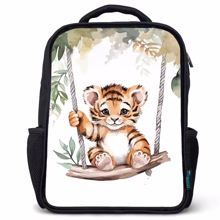 Tijger - Dier - Kinderen - Jungle Rugzak - Zwart middel -3d