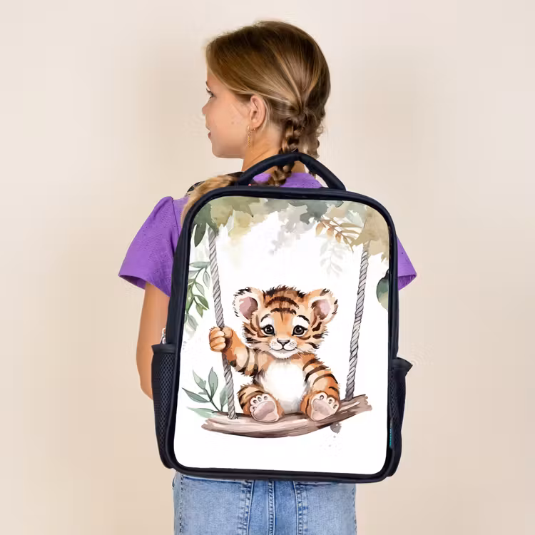 Tijger - Dier - Kinderen - Jungle Rugzak - Zwart middel -sfeer5