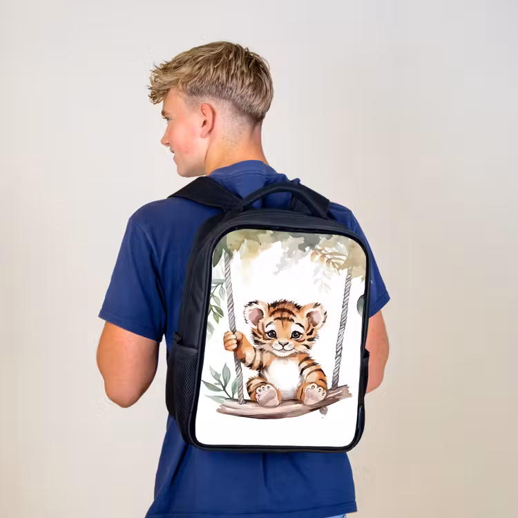 Tijger - Dier - Kinderen - Jungle Rugzak - Zwart middel -sfeer8