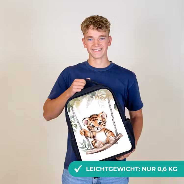Tijger - Dier - Kinderen - Jungle Rugzak - Zwart middel -sfeer7_DE
