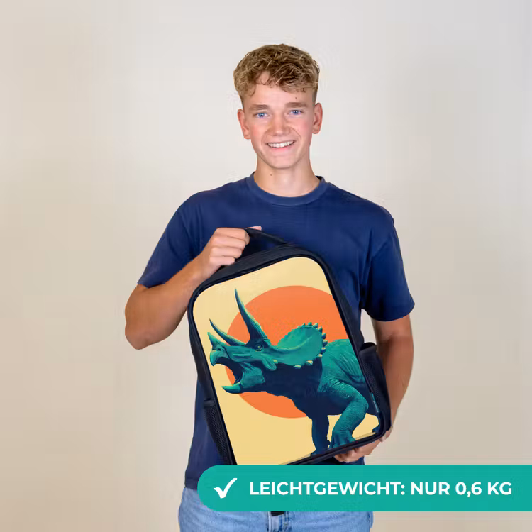 Triceratops - Cirkel - Oranje - Hoorns Rugzak - Zwart middel -sfeer7_DE
