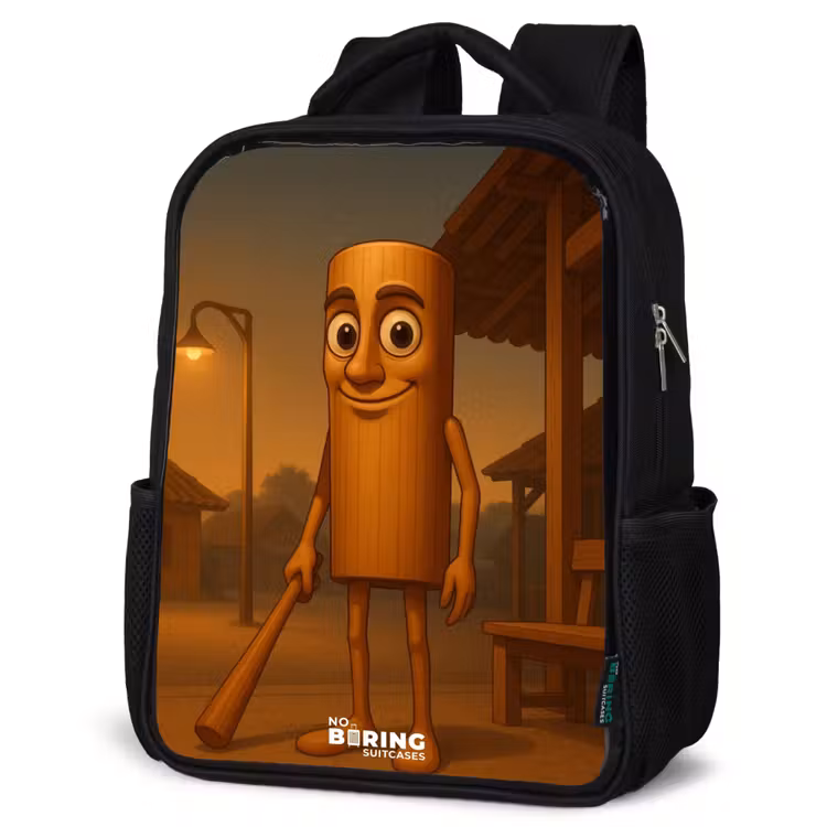 Tung Tung Tung Sahur Rugzak - Zwart middel -schuin