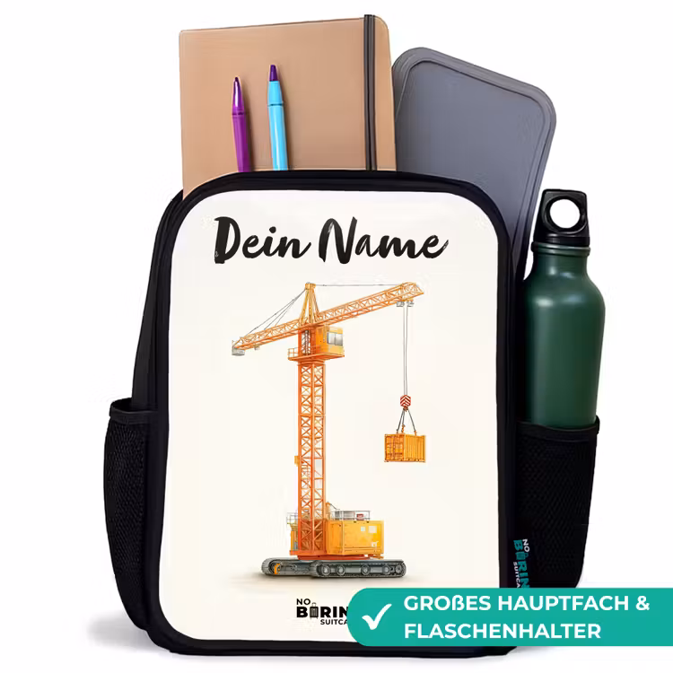 Torenkraan - Getekend - Oranje Rugzak - Zwart middel -inhoud_DE