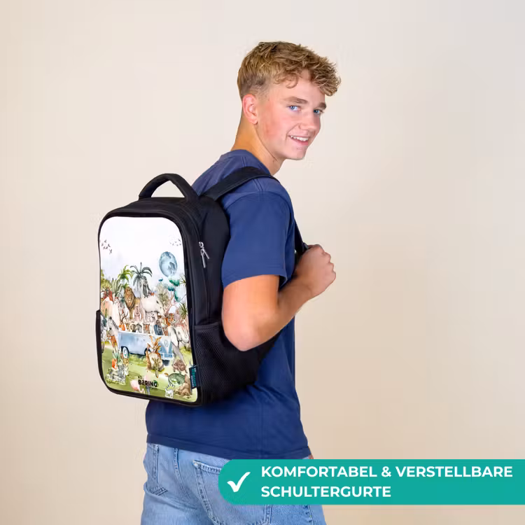 Busje met allemaal dieren Rugzak - Zwart middel -sfeer9_DE