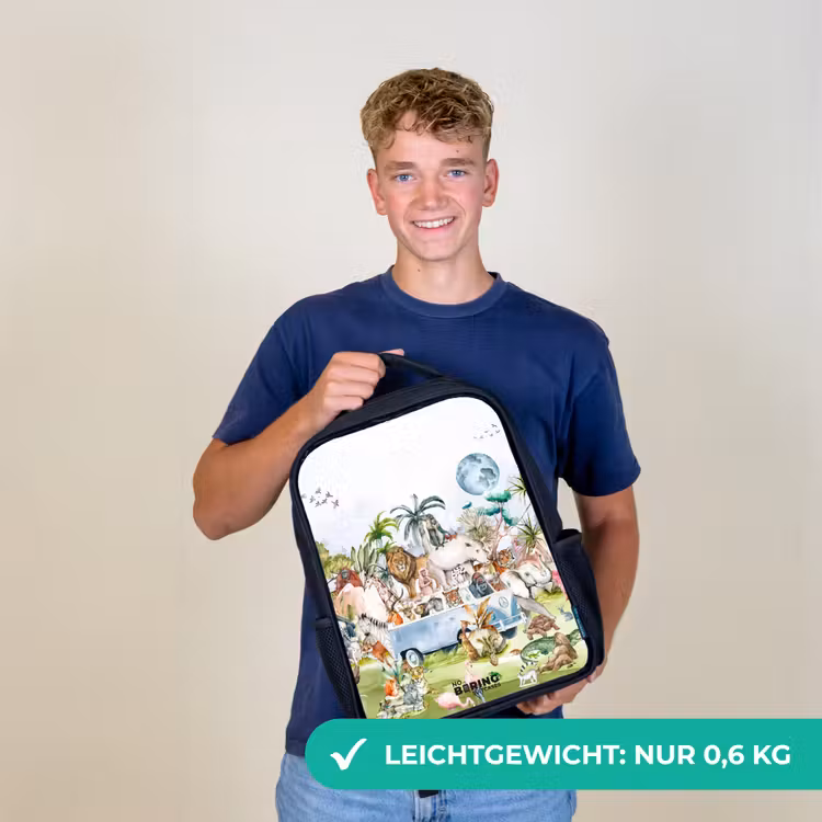Busje met allemaal dieren Rugzak - Zwart middel -sfeer7_DE