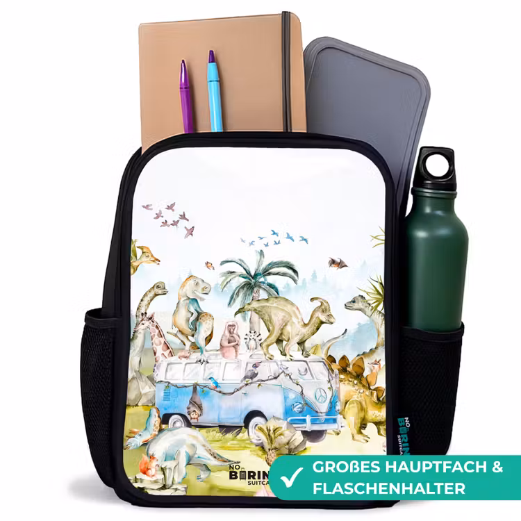Busje met dino's Rugzak - Zwart middel -inhoud_DE