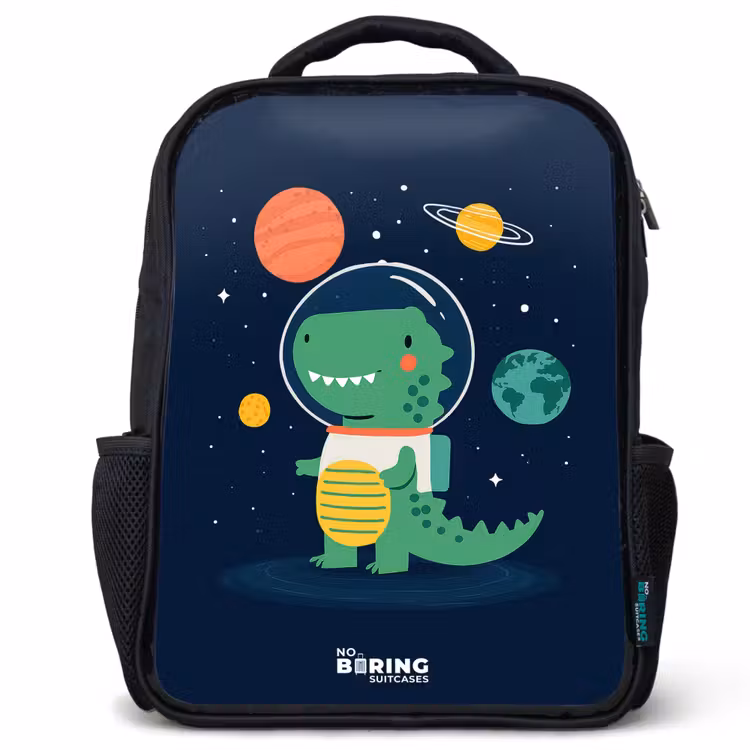Ruimte - Dino - Planeten - Sterren Rugzak - Zwart middel -3d