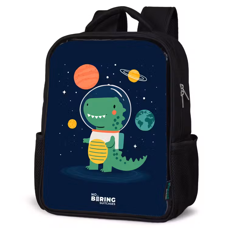 Ruimte - Dino - Planeten - Sterren Rugzak - Zwart middel -schuin