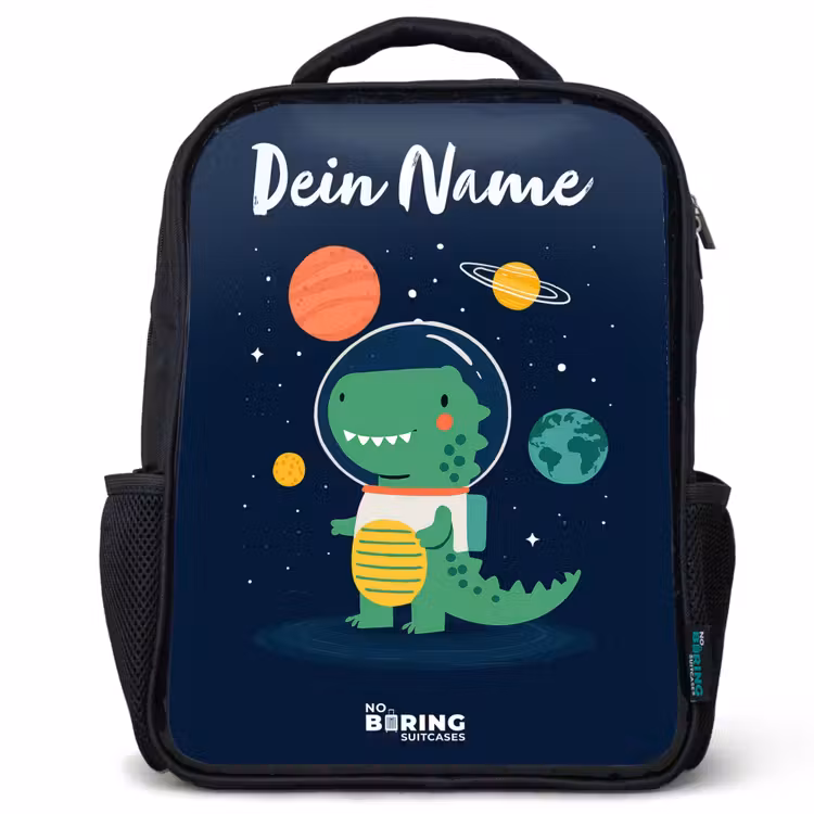Ruimte - Dino - Planeten - Sterren Rugzak - Zwart middel -3d