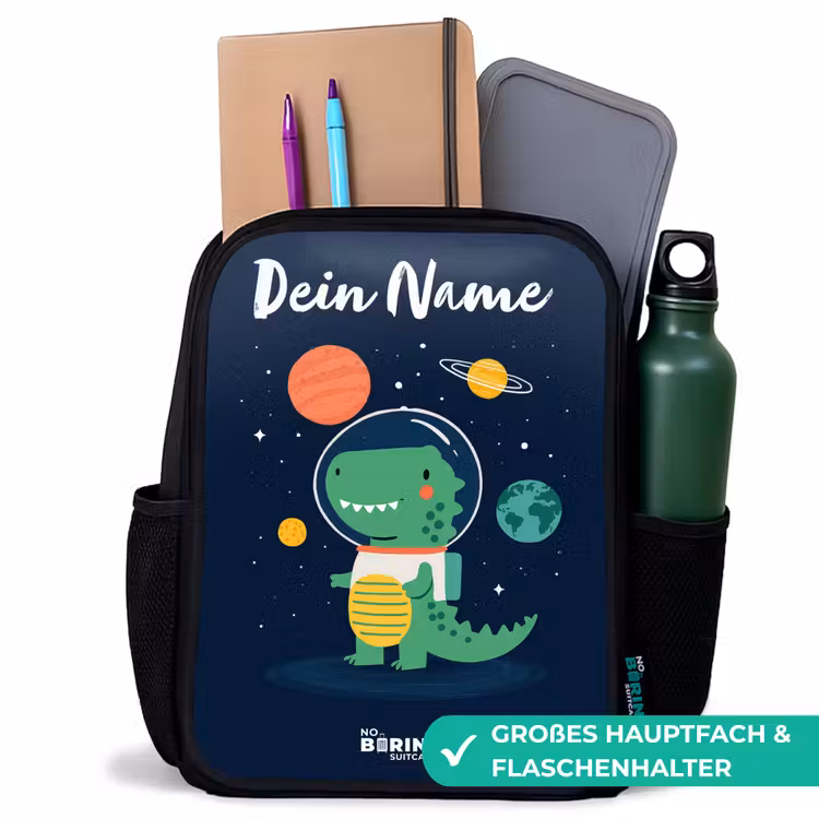 Ruimte - Dino - Planeten - Sterren Rugzak - Zwart middel -inhoud_DE