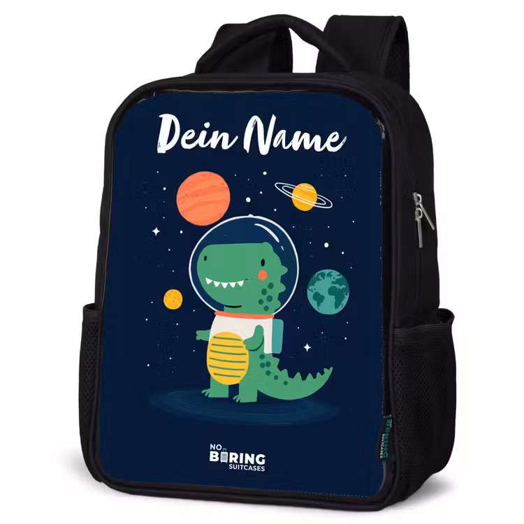Ruimte - Dino - Planeten - Sterren Rugzak - Zwart middel -schuin