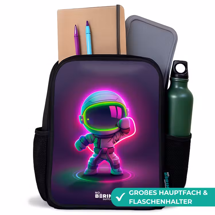 Space karate neon Rugzak - Zwart middel -inhoud_DE