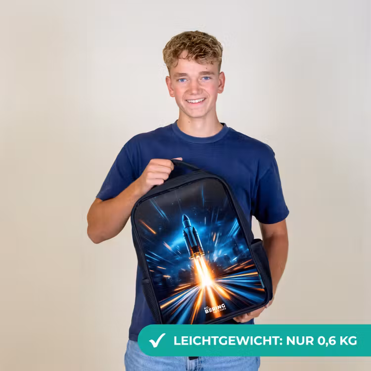 Ruimteraket stijgt op in nachtelijk lichtspektakel Rugzak - Zwart middel -sfeer7_DE