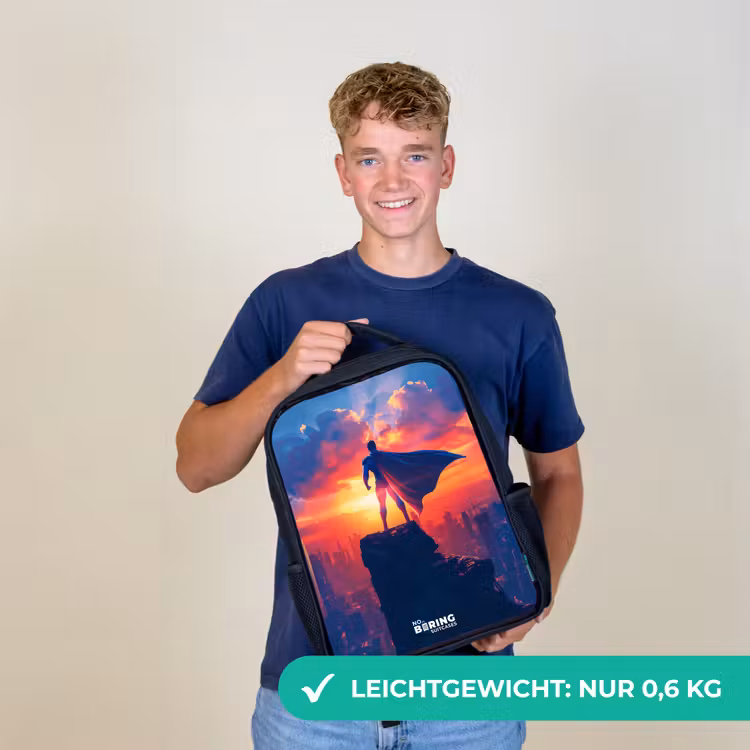 Skyscraper superheld Rugzak - Zwart middel -sfeer7_DE