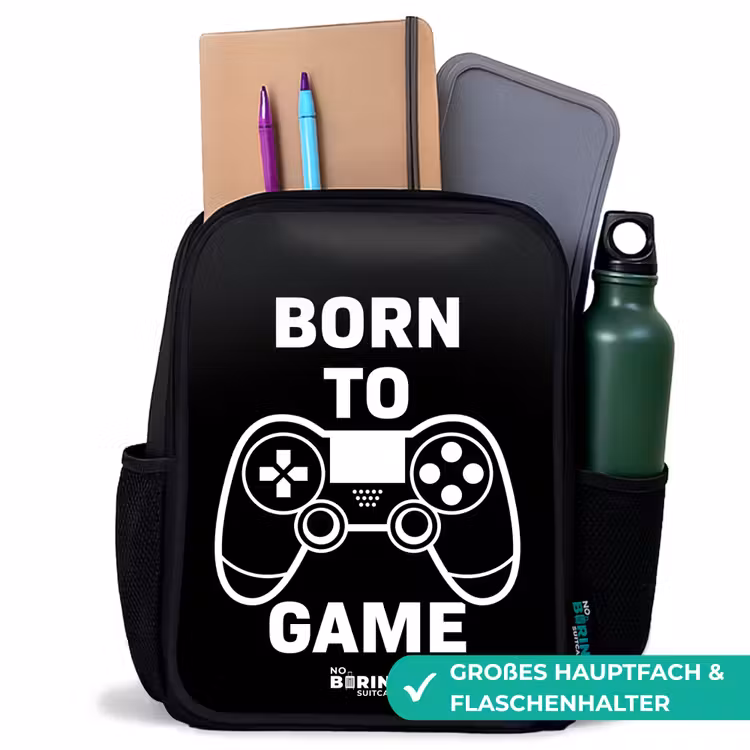 Born to game met controller Rugzak - Zwart middel -inhoud_DE