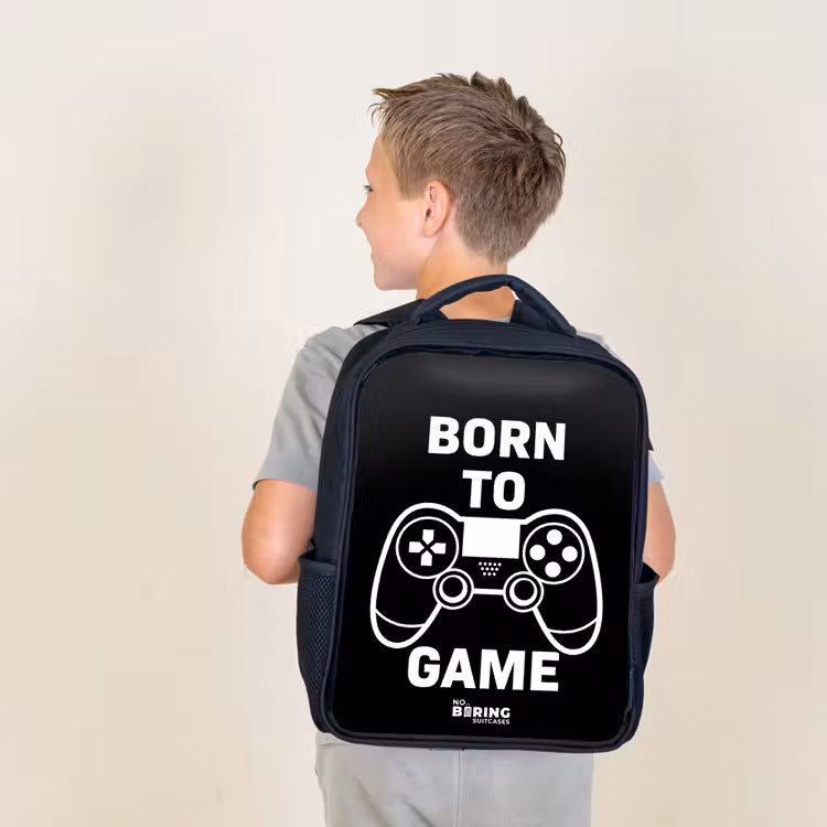 Born to game met controller Rugzak - Zwart middel -sfeer2