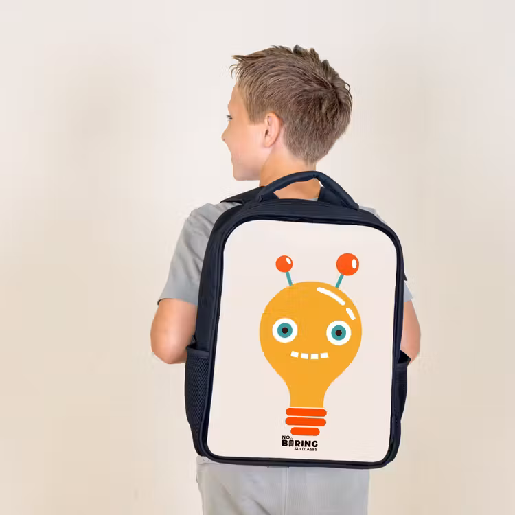 Gloeilamp robot met grote ogen Rugzak - Zwart middel -sfeer2