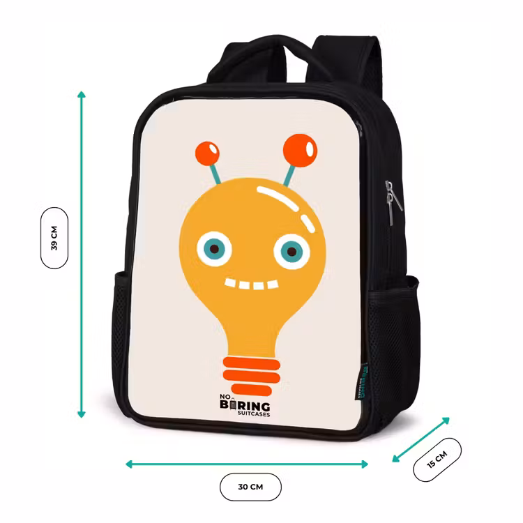Gloeilamp robot met grote ogen Rugzak - Zwart middel -productfoto_formaten