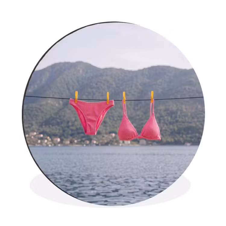 Kleding - Badkleding - Waslijn - Zomer - Roze Wandcirkel aluminium klein -3d