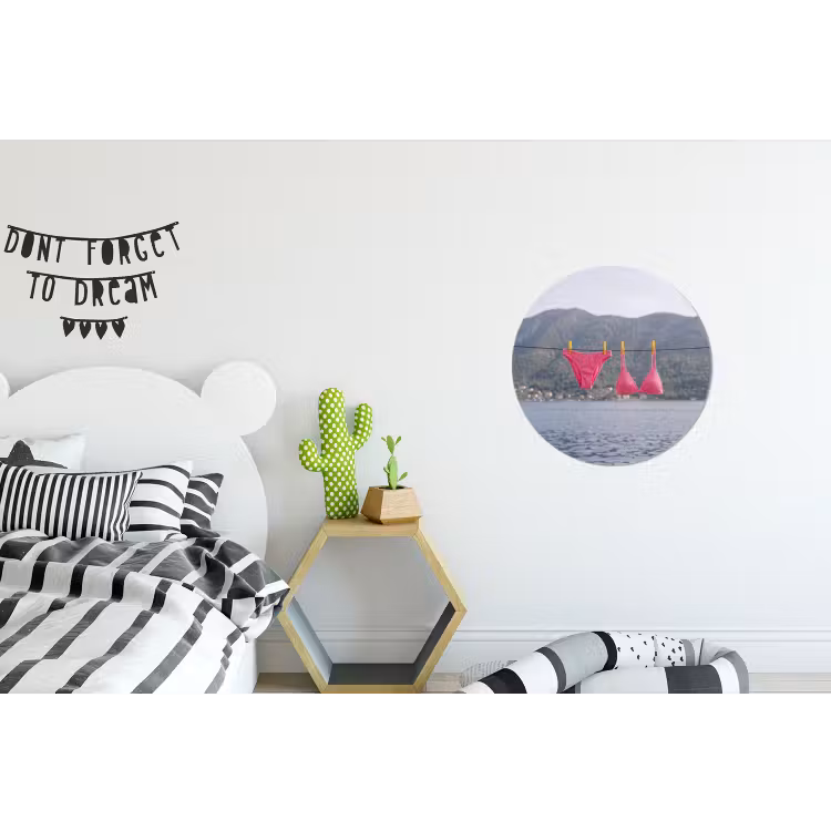 Kleding - Badkleding - Waslijn - Zomer - Roze Wandcirkel aluminium klein -kinderkamer