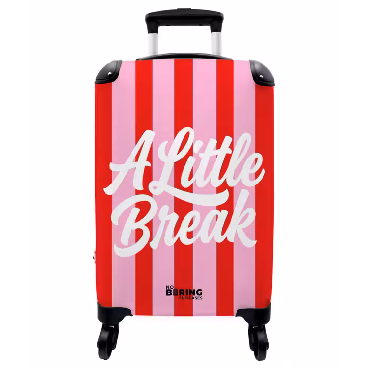 Koffer - A Little Break – Streifen – Rot – Rosa - A Little Break - Strepen - Rood - Roze NBS - Handbagage koffer - Vrouwen middel